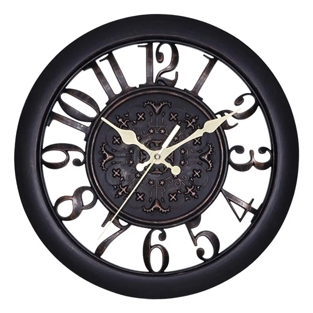 28cm Large Retro Wall Clock Quartz Battery Operated Vintage Easy Read Non Ticking Wall Clock for Kitchen Office Living Room