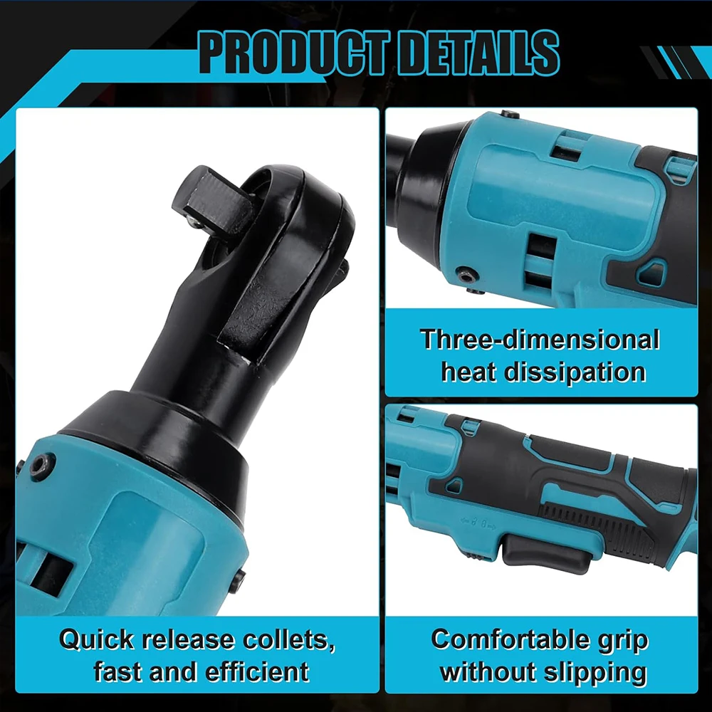 Cordless Electric Ratchet Wrench 3/8\'\' Rechargeable Electric Ratchet Driver Screw Nut Car Repair Tool For Makita 18V Battery