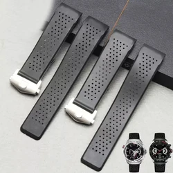 Natural Rubber Watchband For TAG HEUER GRAND CARRERA wristband Waterproof Sport Strap Soft Silicone Watch Bracelet 22mm
