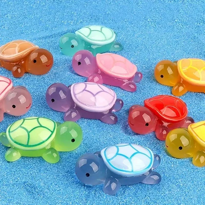 Luminous Mini Turtle Ornaments Resin Glowing Turtle Craft Miniatures Cute Turtles Micro Landscape Figurines Home Decoration Gift