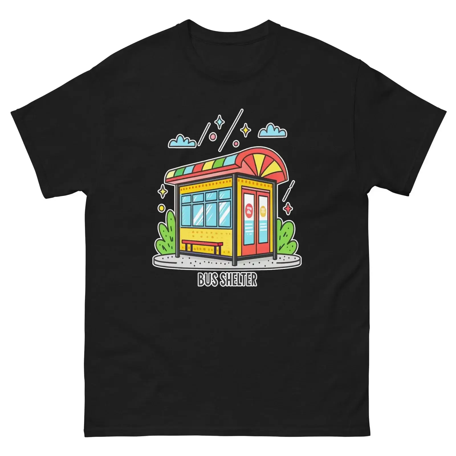 Bus Shelter Object Place Item Urban T Shirt vintage Washed fashion streetwear Stretched Stylish Unisex Soft designer clothes