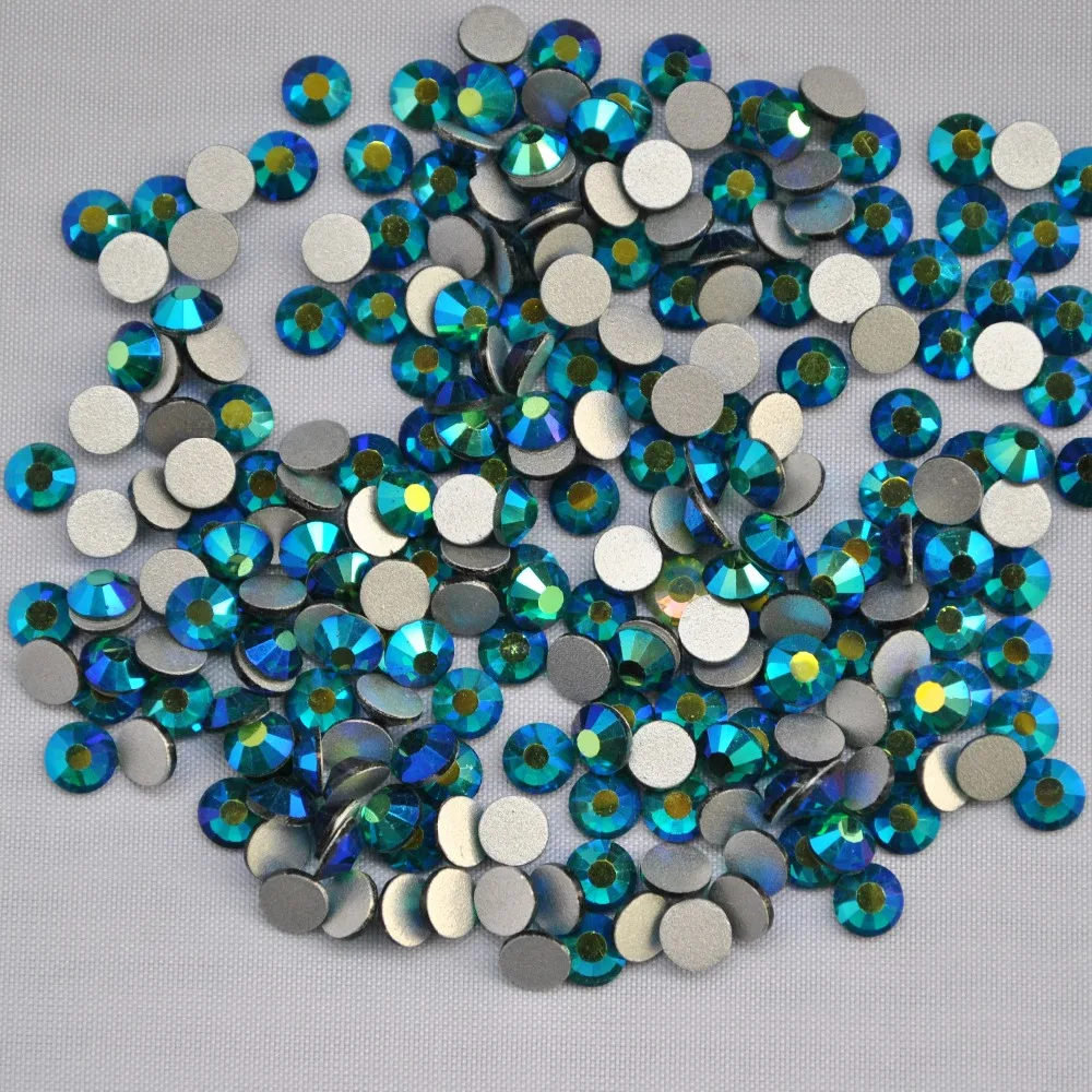 Emerald AB ss3,ss4,ss5,ss6,ss8,ss10,ss16,ss20,ss30 Flat Back Crystal Non Hotfix Nail Art Glue On Rhinestones decorations