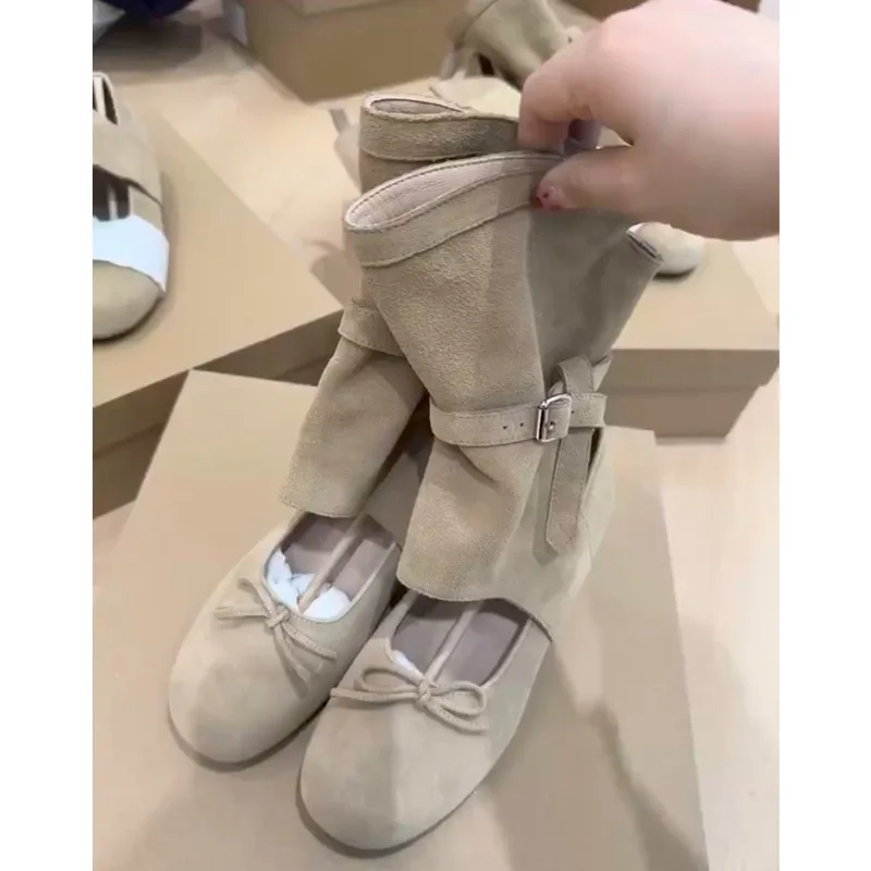 Ballet Style Bow, Niche Design, French Style Mid Tube Thick Single Order Shoes for Women 2024 New Early Spring Mid Heel Shoes