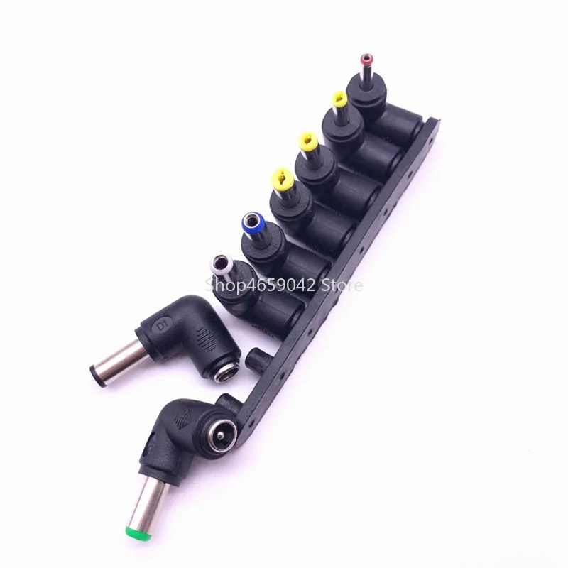8pcs/set Universal 5.5*2.1m DC Female To Male 6.5*4.4 / 4.0X1.7 / 5.5*2.5 90 Degrees Laptop Power Supply Tips Plug Adapter