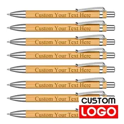 200-20Pcs Bamboo Pen Custom Logo Personalized Ballpoint Pens Wedding Gift Favors For Guest Baby Shower Baptism Party Pen