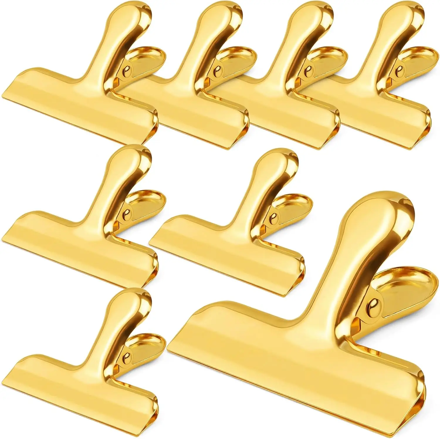 

Stainless Steel Chip Clips Bag Clips Gold Heavy Duty Air Tight Seal for Food Storage, Snack, Kitchen Decor, Home Office 8 Pack