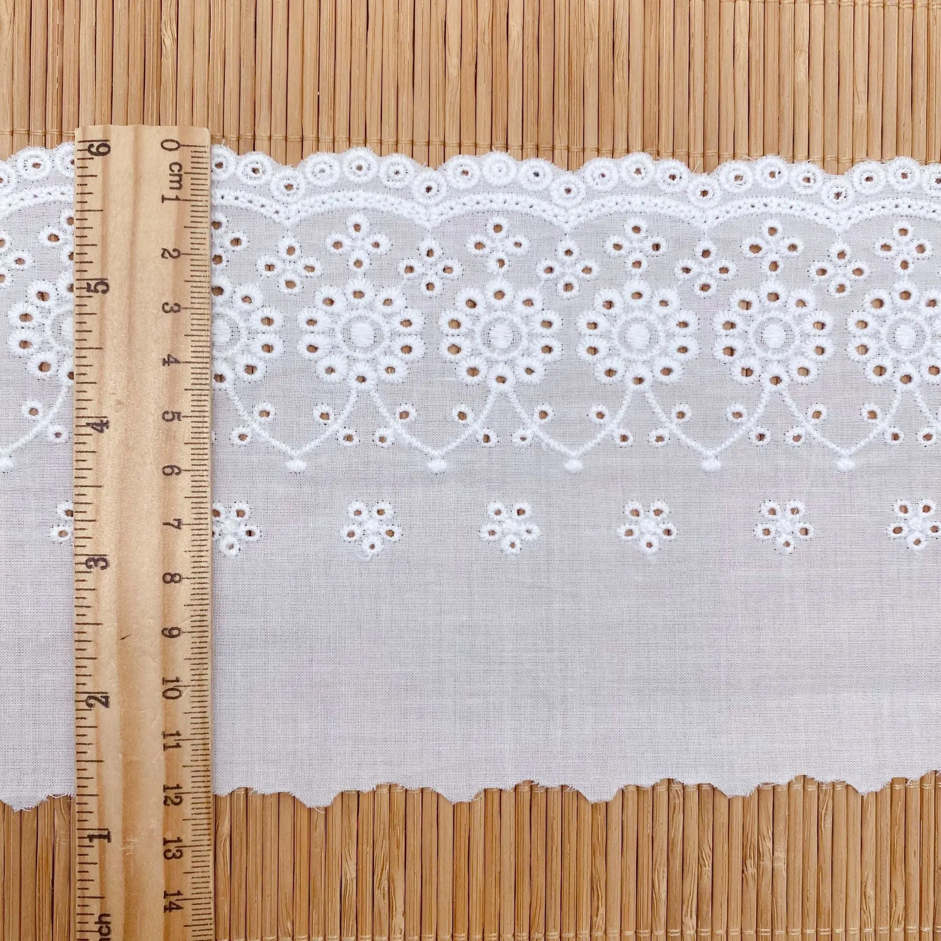 12CM Width Cotton Embroidered White Flower Lace Fabric Dubai Wide Sewing DIY Trim Wedding Applique Ribbon Collar Cloth Guipure