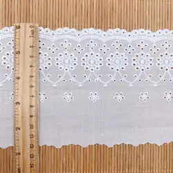 12CM Width Cotton Embroidered White Flower Lace Fabric Dubai Wide Sewing DIY Trim Wedding Applique Ribbon Collar Cloth Guipure