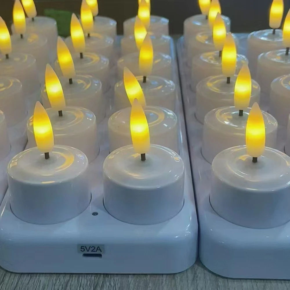 

Беспламенная светодиодная чайная свеча USB перезаряжаемая светодиодная мерцающая свеча для домашнего стола, Хэллоуина, рождественские украшения