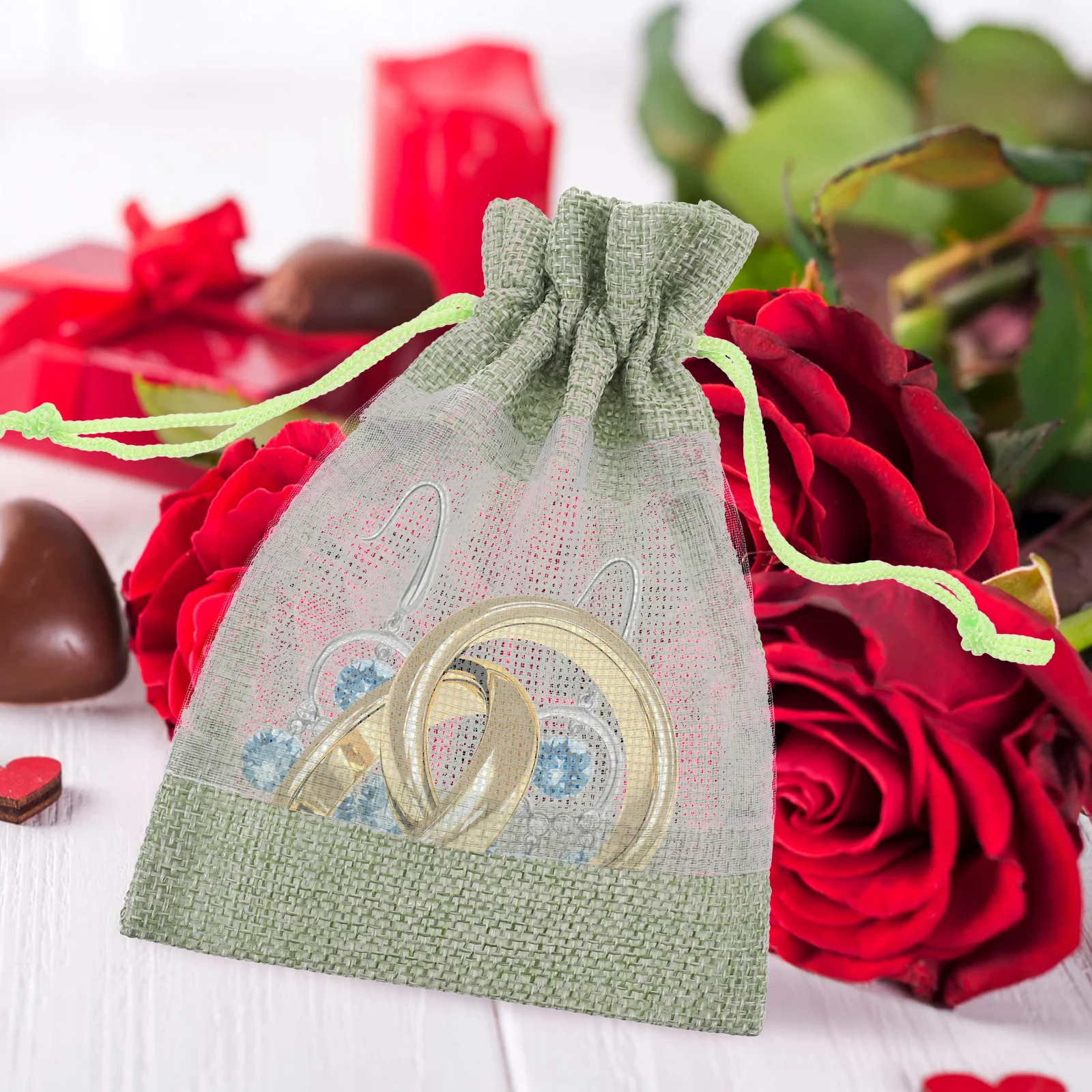 

10 pcs Clear Window Storage Bag Small Mesh Drawstring Pouch For Jewelry Candy Gift Party Favor Organizer Bulk Packaging Beads