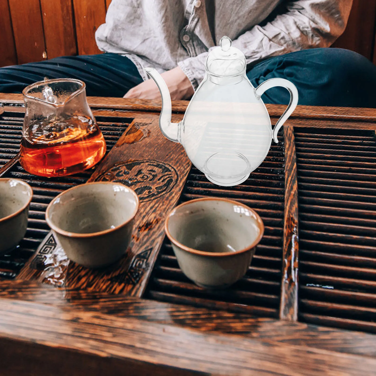 

Vintage Clear Glass Tea Kettle Temperature Resistant Stovetop Teapot Small Transparent Water Kettle Loose Leaf Tea Infuser