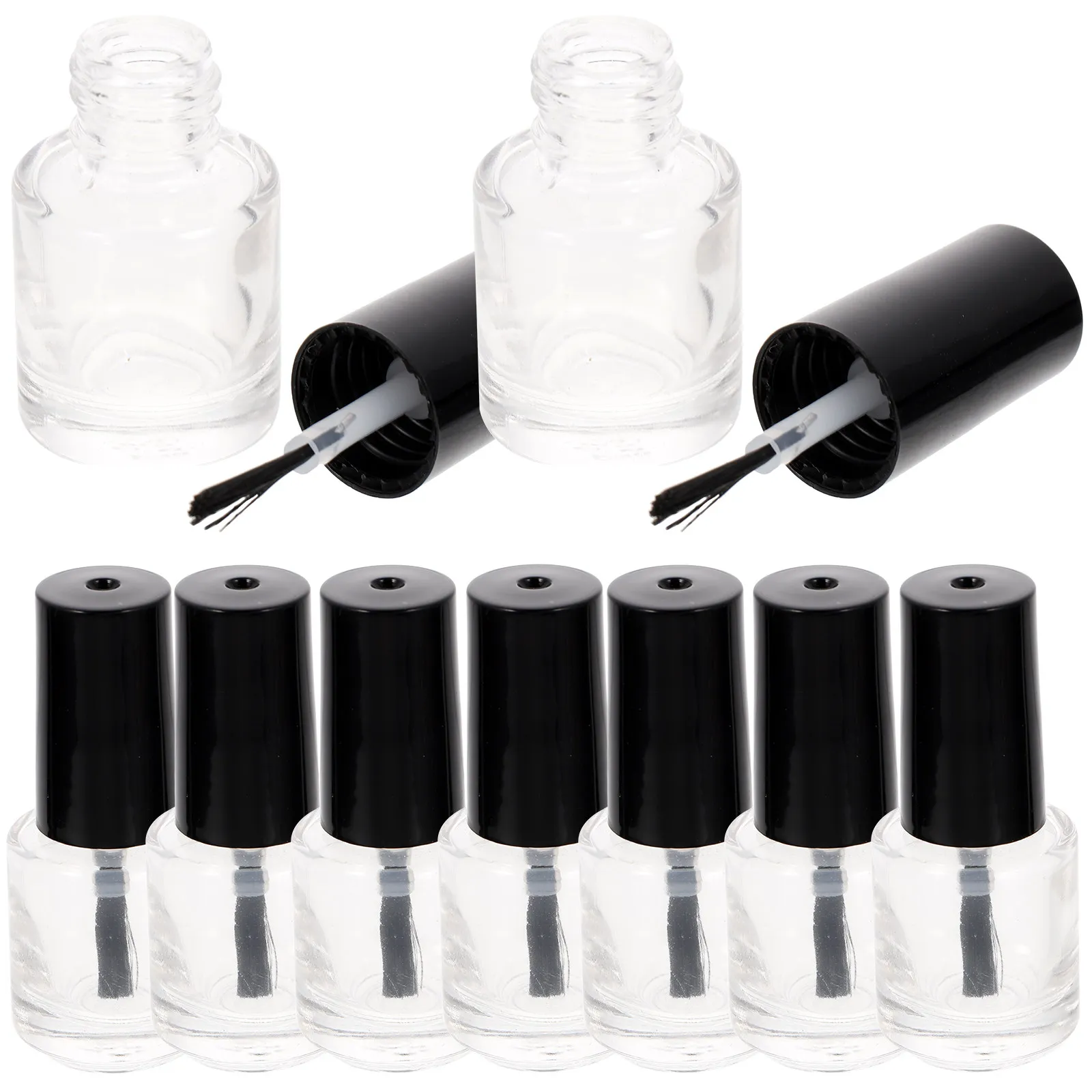 20Pcs Empty Glass Transparent Container Nail Polish Art Repackaging Labeling Flat Sides Visible