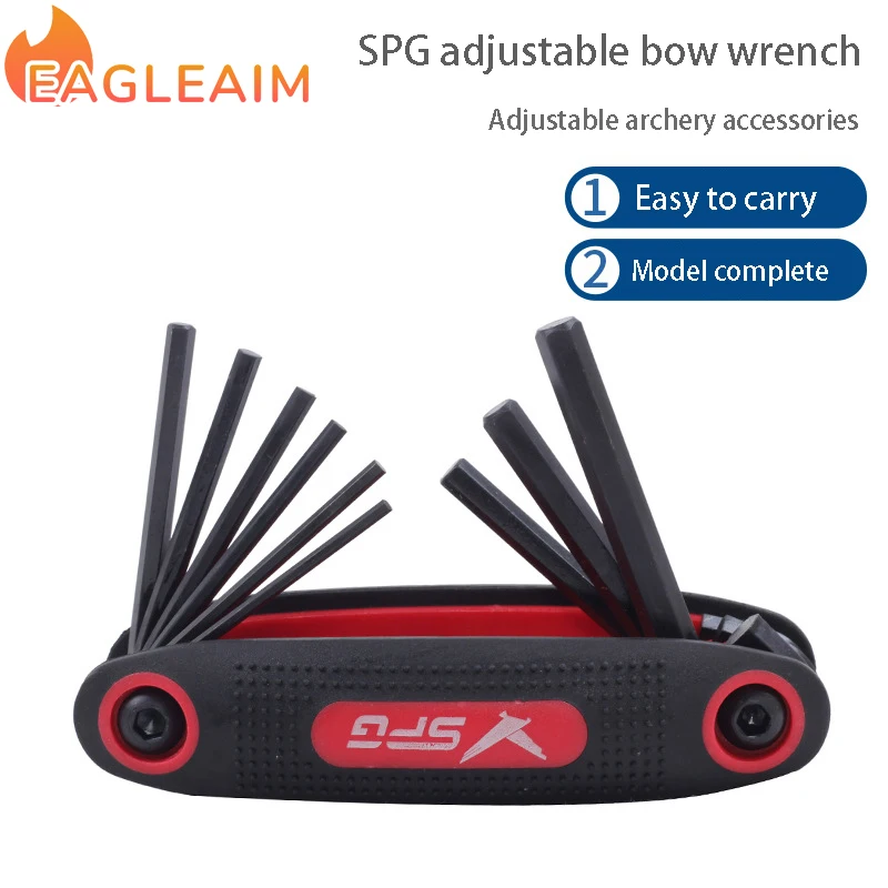 

Compound Bow Wrench Multifunctional adjust Tool Archery Wrench Foldable 9 in 1 Allen Key for Toilet Bowl Sink Bathroom Allen