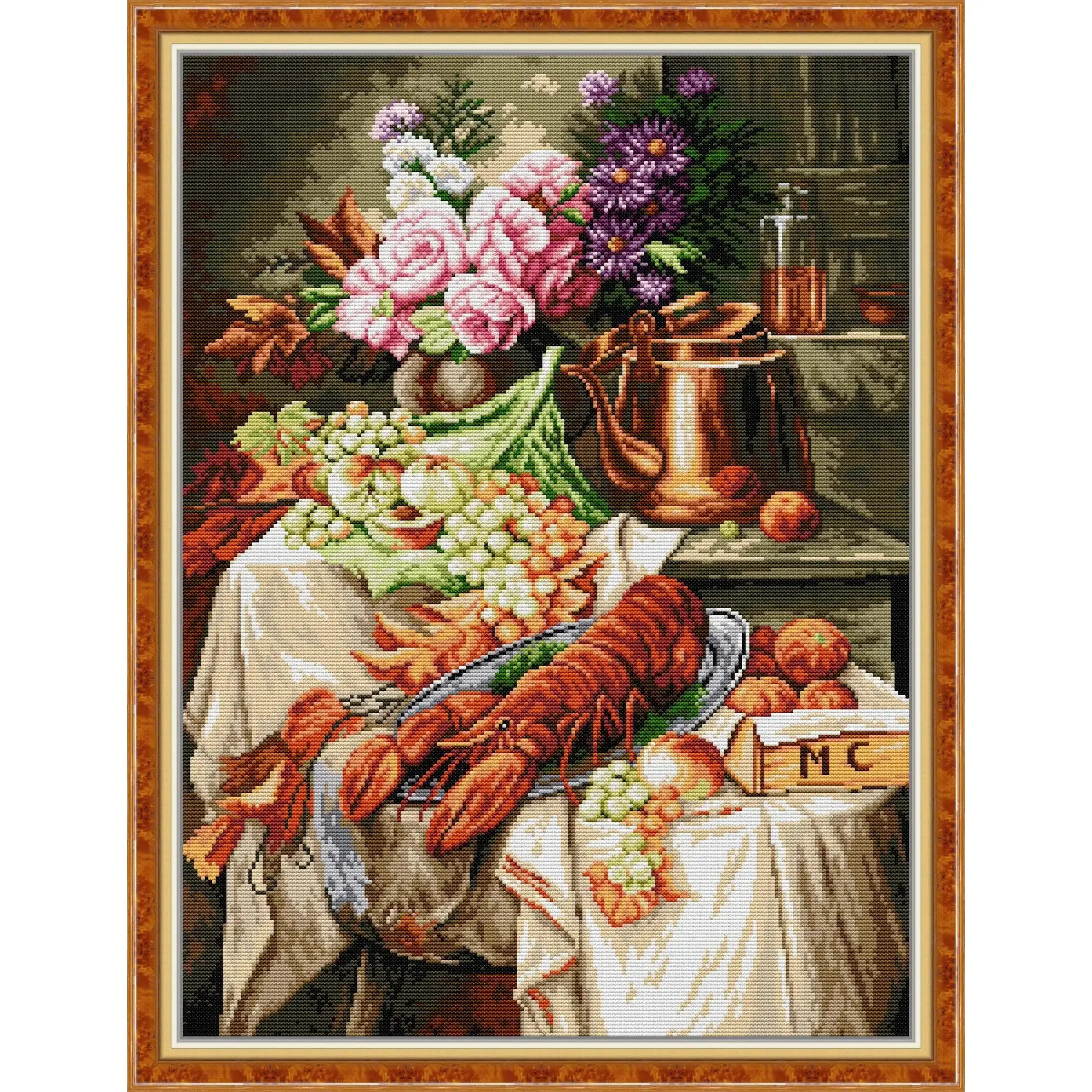 Joy Sunday Kit punto croce prestampato fai da te Easy Pattern Aida 14/11CT Set ricamo in tessuto stampato-Still Life Lobster