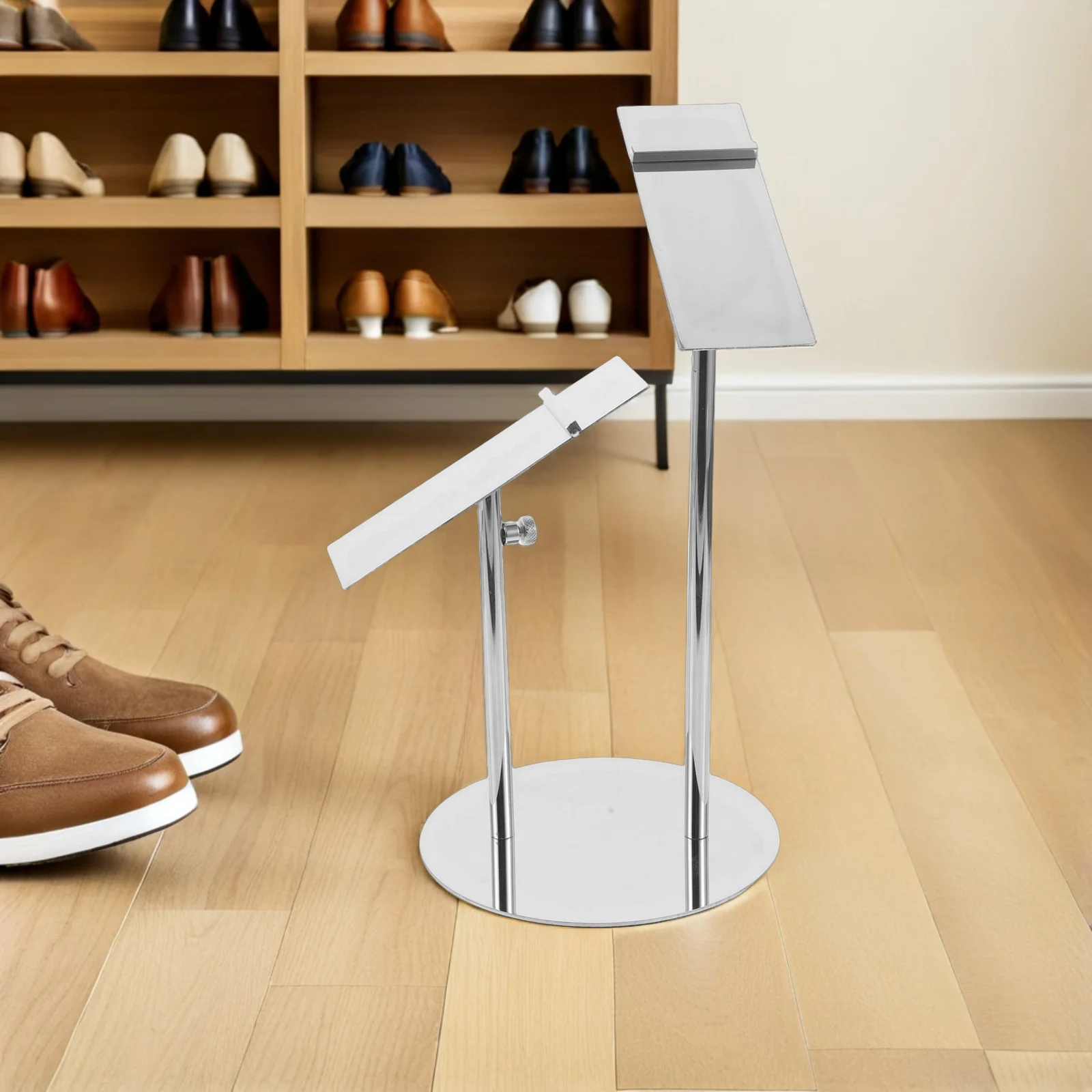 

Adjustable Stainless Steel Shoe Display Rack Stand for Sneakers High Heels Sandals Store Home Use Metal Adjustable Shoe Risers