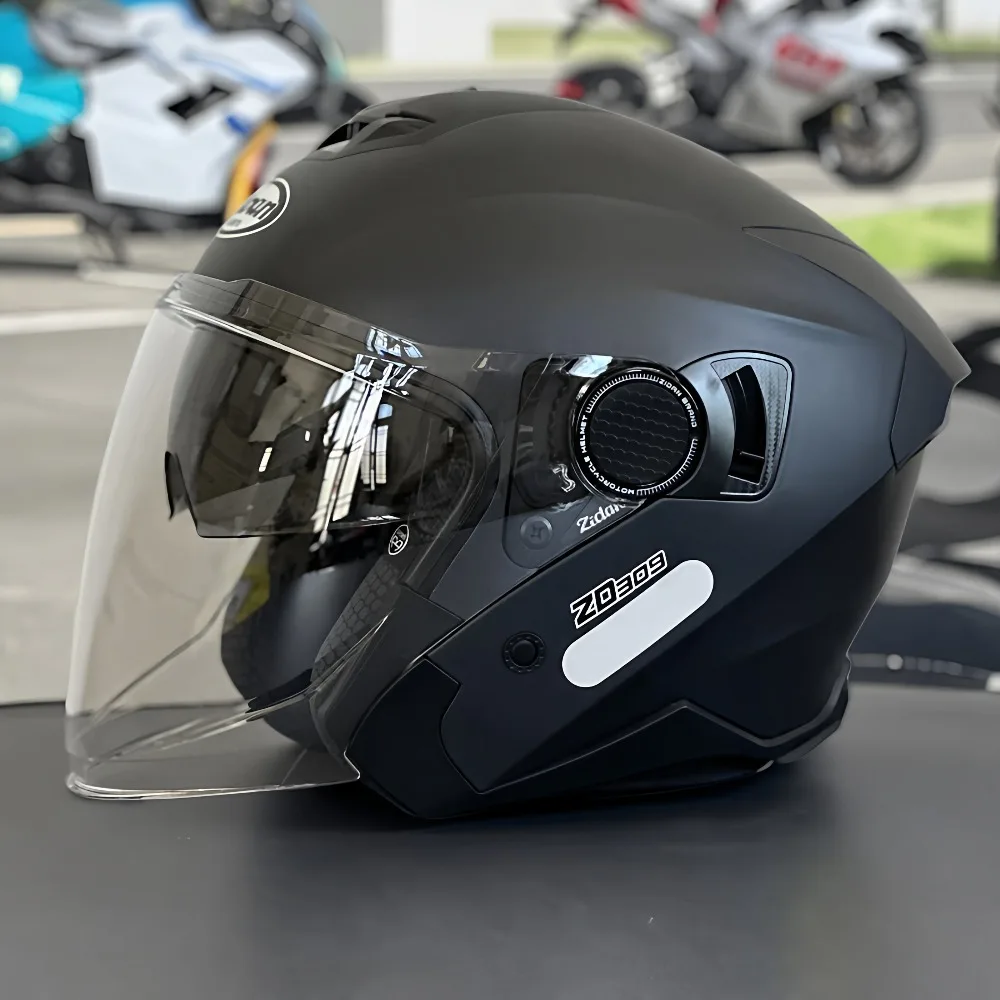 Large Size 3/4 Open Face Motorcycle Helmet Extra Large Size 65CM Men's Locomotive Riding Helmets Dual Lens Casco Moto