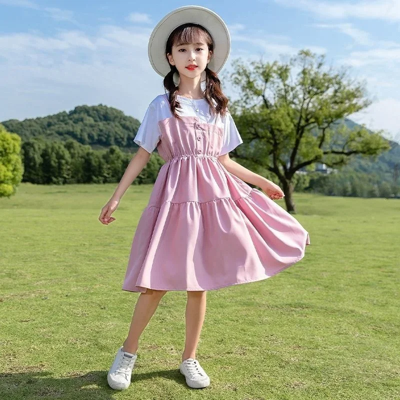 Costume Lolita d'été pour enfants, robe mi-longue décontractée pour filles, robe de princesse pour enfants, vêtements de fête pour adolescents, 12 ans, 13 ans, 15 ans