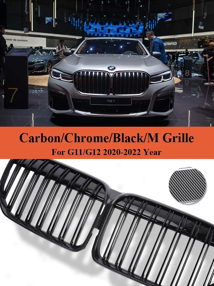 

For BMW 7 Series G11 G12 2020-2023 Front Bumper Kidney Facelift Grill Carbon Fiber Sport Grille Cover 730i 740i 750i Accessories