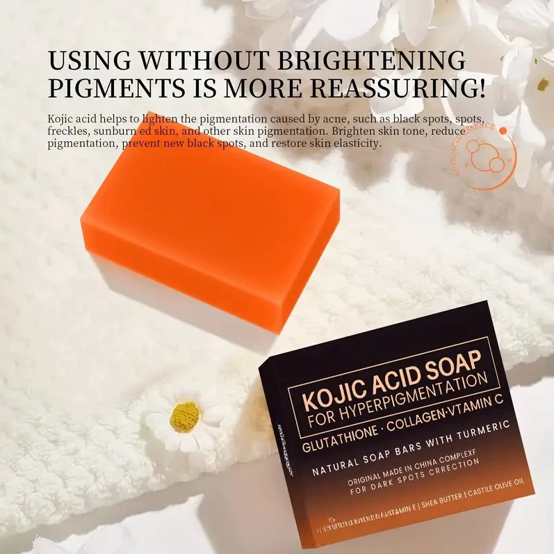 100g Turmeric Kojic Acid Bath Soap Glutathione Collagen Hyaluronic Acid Handmade Cleansing Soap for Hand Face and Body image 3