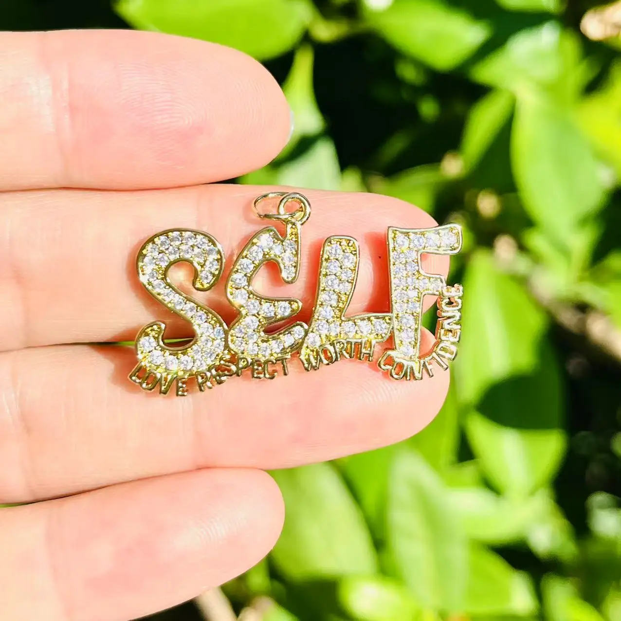 3 قطعة/الوحدة دلايات معدنية ملهمة-الحب الذاتي والاحترام والاحق والثقة الزركون تمهيد النتائج مجوهرات النحاس DIY الهدايا