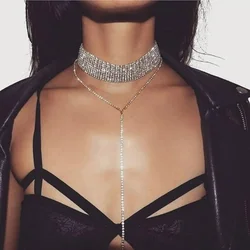 FSUNION 2025 New Selling Rhinestone Choker Crystal Gem Luxury Chokers Collar Chunky Y Necklace for Women Fashion Jewelry Gifts