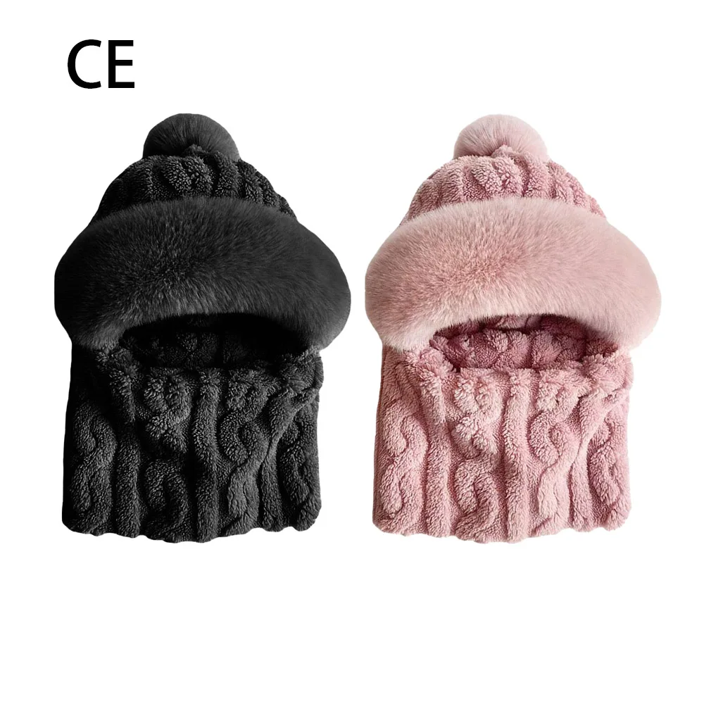 Couple Of Scarf Set Hooded Hat Set Women Plush Neck Warm Russia Outdoor Skiing Caps Windproof Plush Hat Thick 2025 Winter