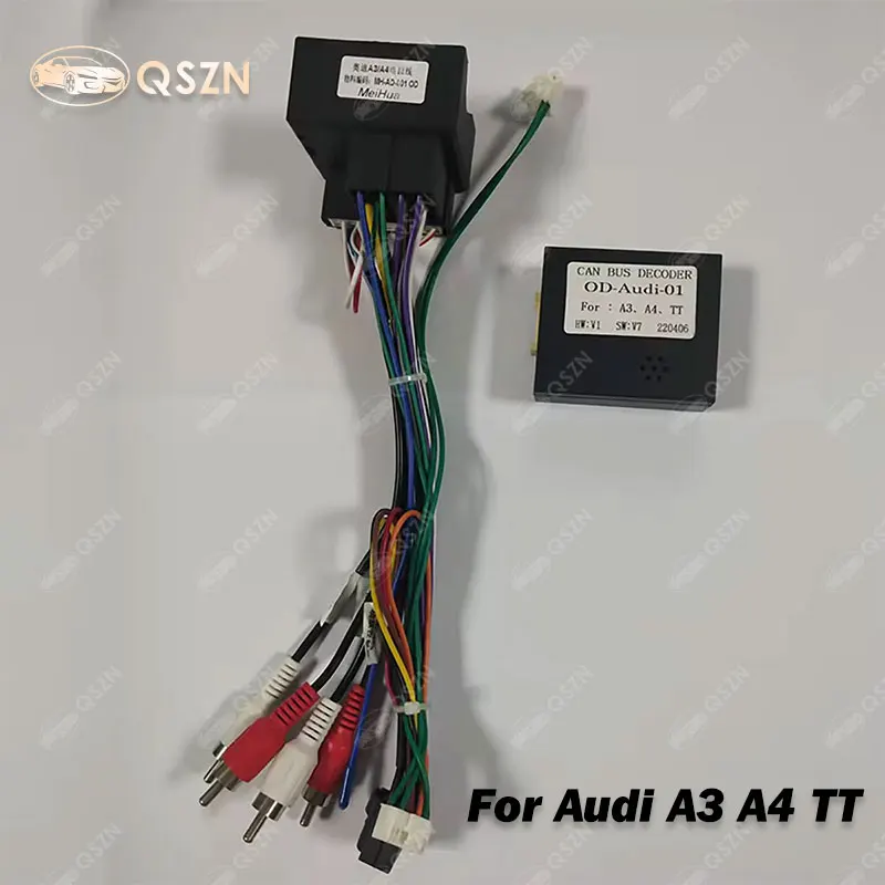 

QSZN Car Radio Canbus Box Decoder For Audi A3 A4 TT 16PIN Wiring Harness Cables Car Radio Power cables Plug Power Cable