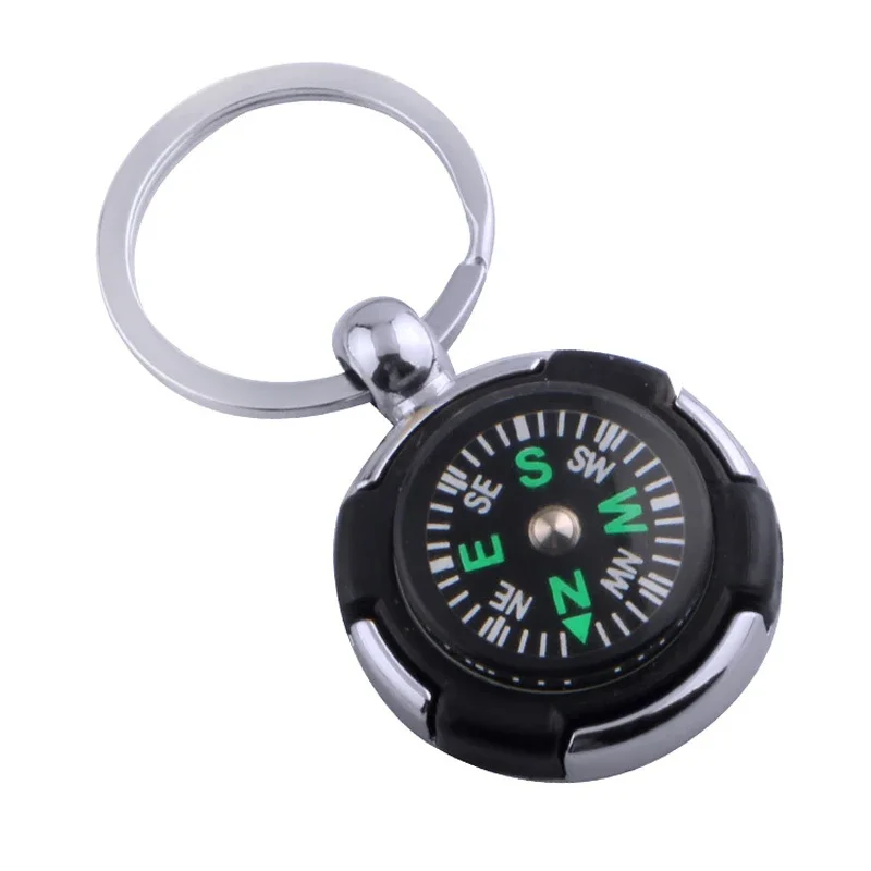 1Pcs Cool Men's Simple Style Keychain with Compass Function Figure Car Keyring Key Chain Pendant Alloy EDC Toy Gift for Adult