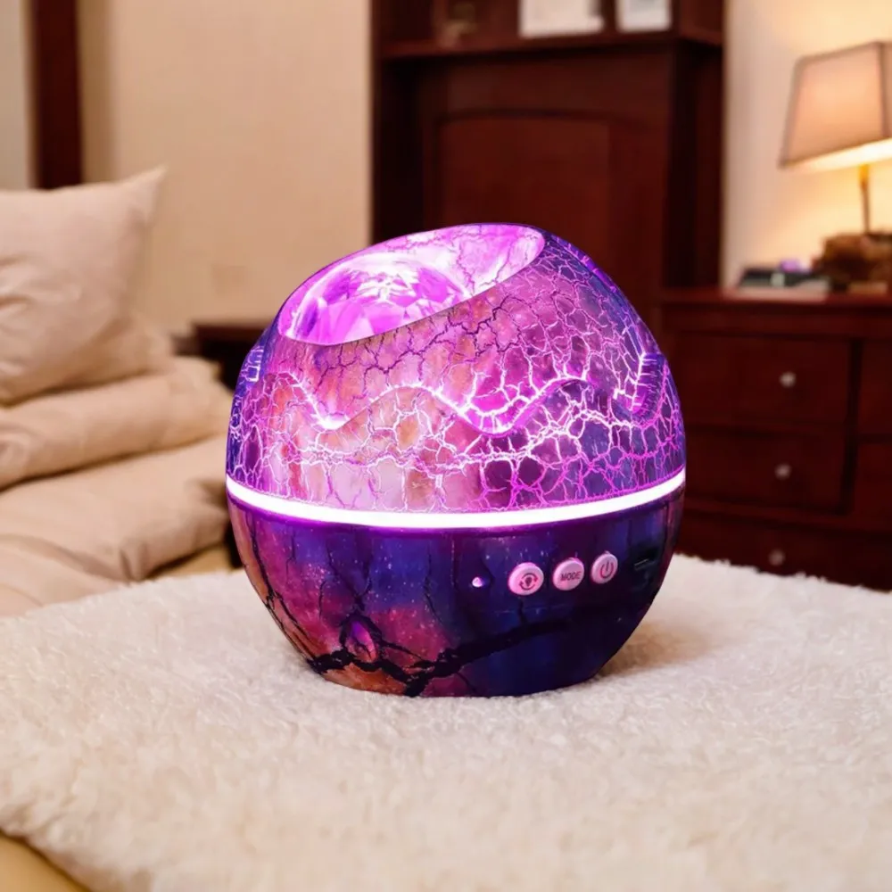 Enhance your childs room with this adorable and enchanting dinosaur eggshell night light projector. Create a dreamy and magical