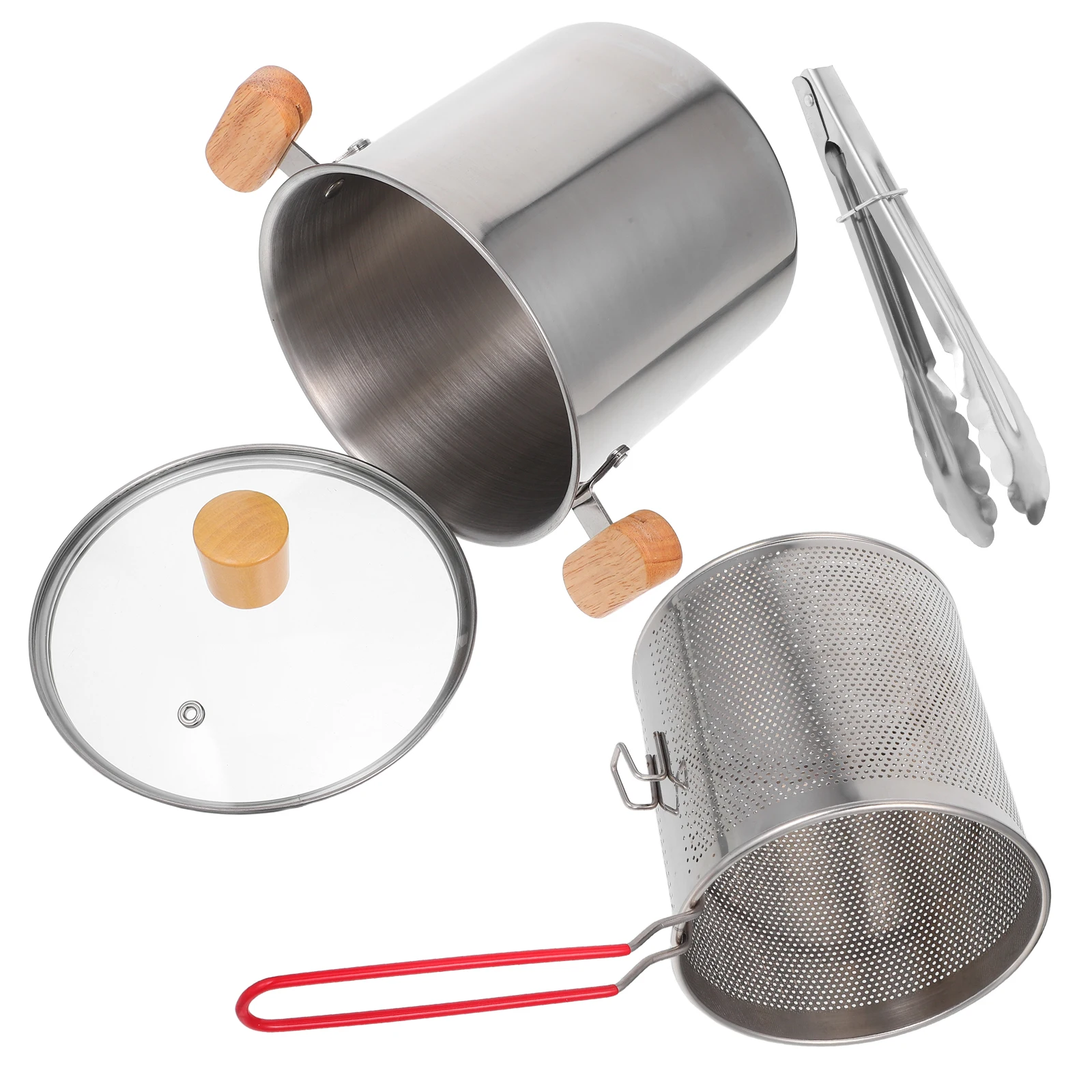 

3L Stainless Steel Deep Fryer Pot Basket Double Handle Frying Pan Multi-Purpose Boiling Stewing Fryer Pot with Basket