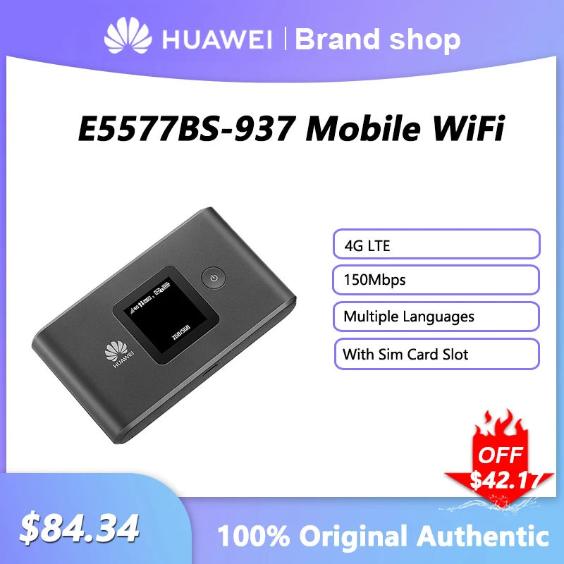 화웨이 E5577BS-937 4G 와이파이 라우터 SIM 카드 무선 모뎀, 야외 모바일 와이파이, 배터리 포함 고속 인터넷 어댑터, 150mbps