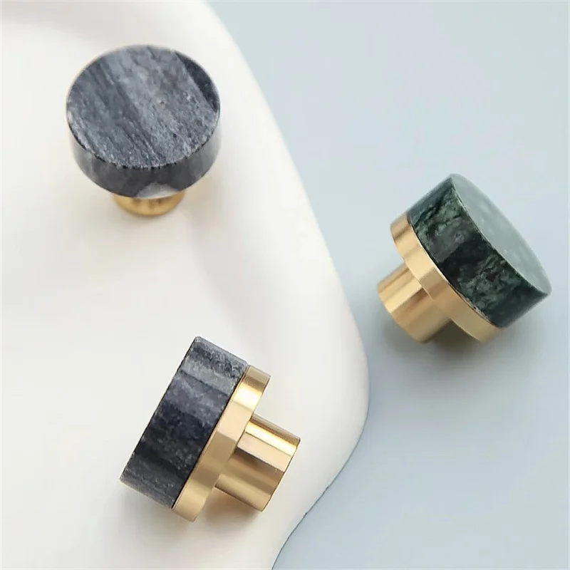 30MM Round Marble Stone Furniture Handle Drawer Knob Green Black Marbles Handles For Kitchen Wine Cabinet Door Wardrobe Pulls