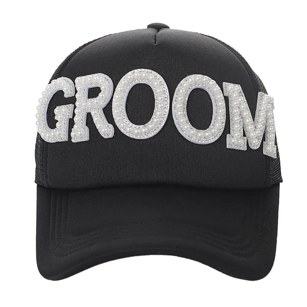 Breathable Bridal Veil Baseball Cap Adjustable Solid Color Groom Hat Romantic Comfortable Wedding Hat Bridal Shower