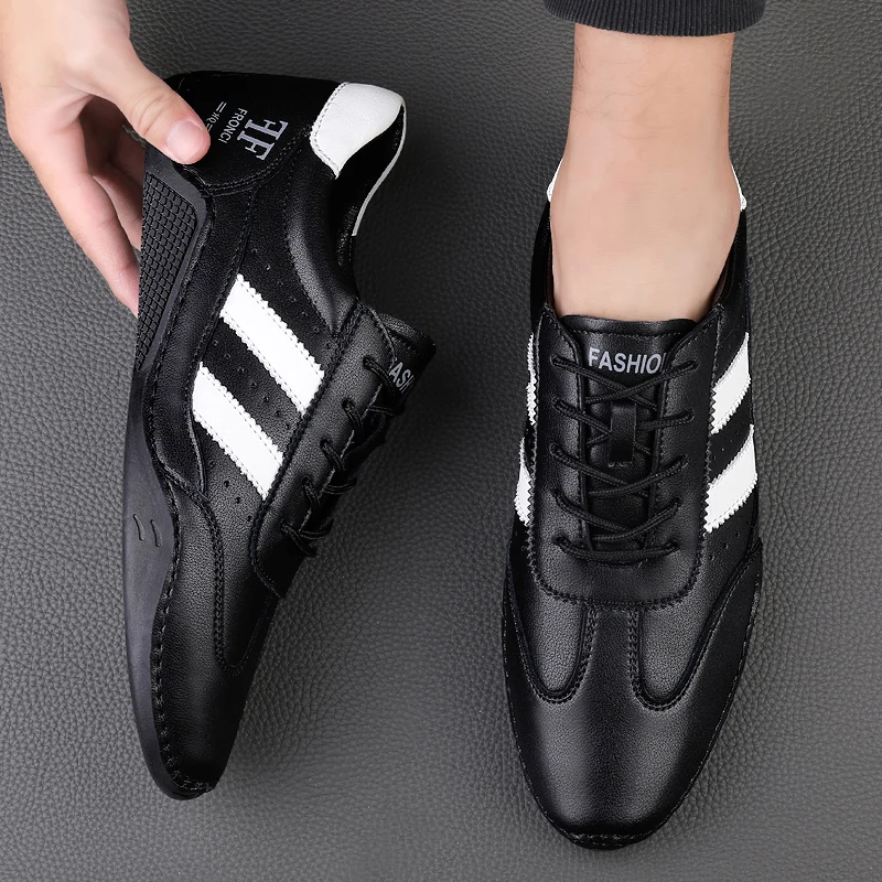 Männer Casual Leder Turnschuhe Schuhe Mann Frühling Sommer 2023 Sport Schuhe Lace-up Wohnungen Schuhe Atmungs Mokassins für Männer müßiggänger