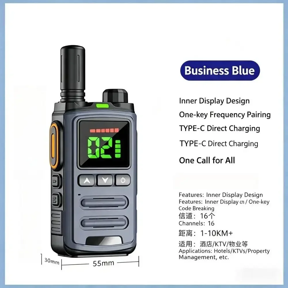 Rechargeable Walkie Talkie Long Range Two-Way Radio with Built-in LED Flashlight Emergency Lighting Noise Reduction for Clear Au