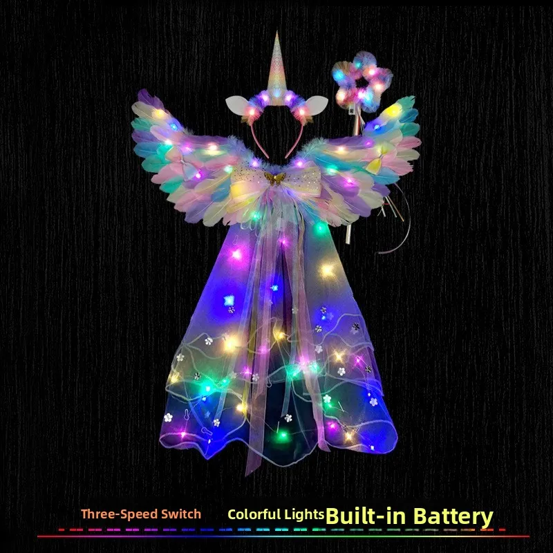   Asas de penas de anjo aron orn, adereços de performance infantil, fantasias loween Fairy T Princ, roupas de palco