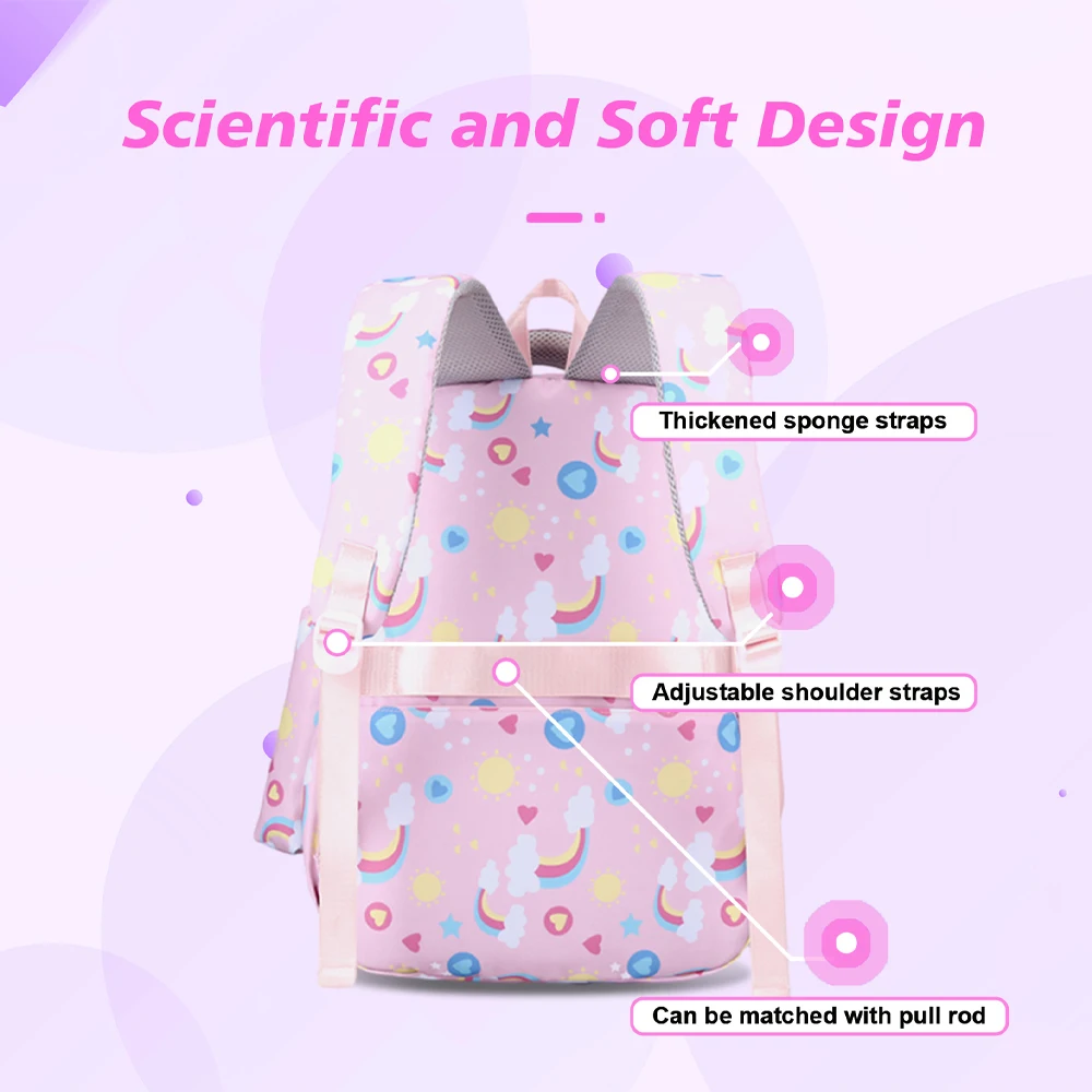 Mochila escolar con fiambrera para niñas, conjunto de mochila para adolescentes, bonita mochila escolar