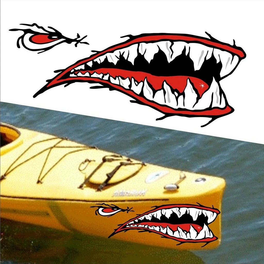 2 Pieces Mouth Decal Stickers for Kayak Canoe Dugout Dinghy Boat