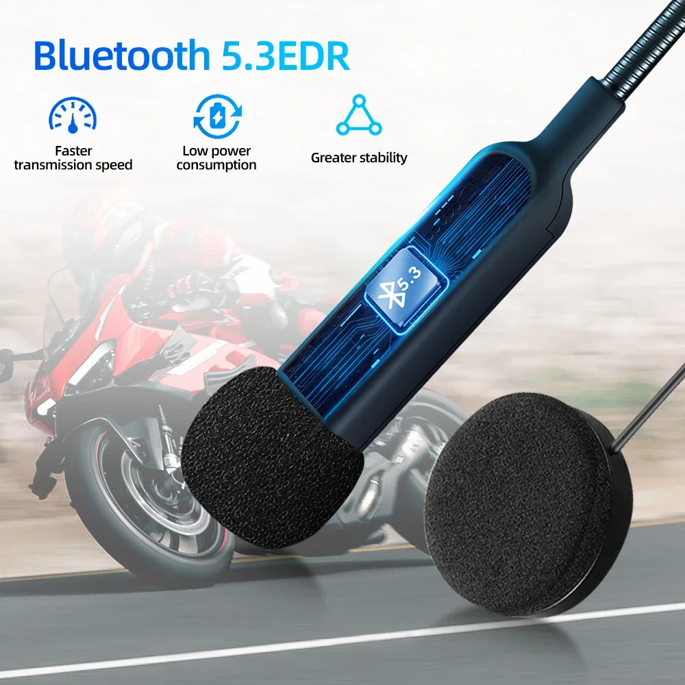 NYF BT30 Motorcycle Bluetooth 5.3 Stereo Headset Moto Universal Helmet Headphones Wireless Handsfree Call with 900mAh