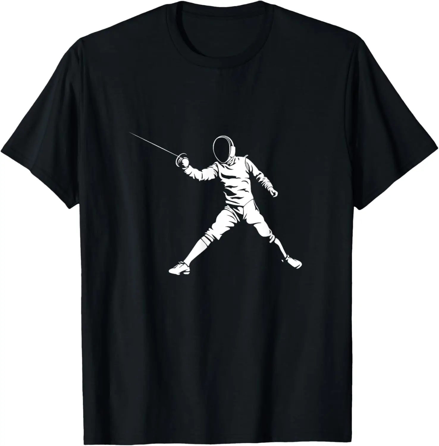 

Fencing Sword Fighter Silhouette Graphic Tee Breathable Cotton Short Sleeve Trip Shirt
