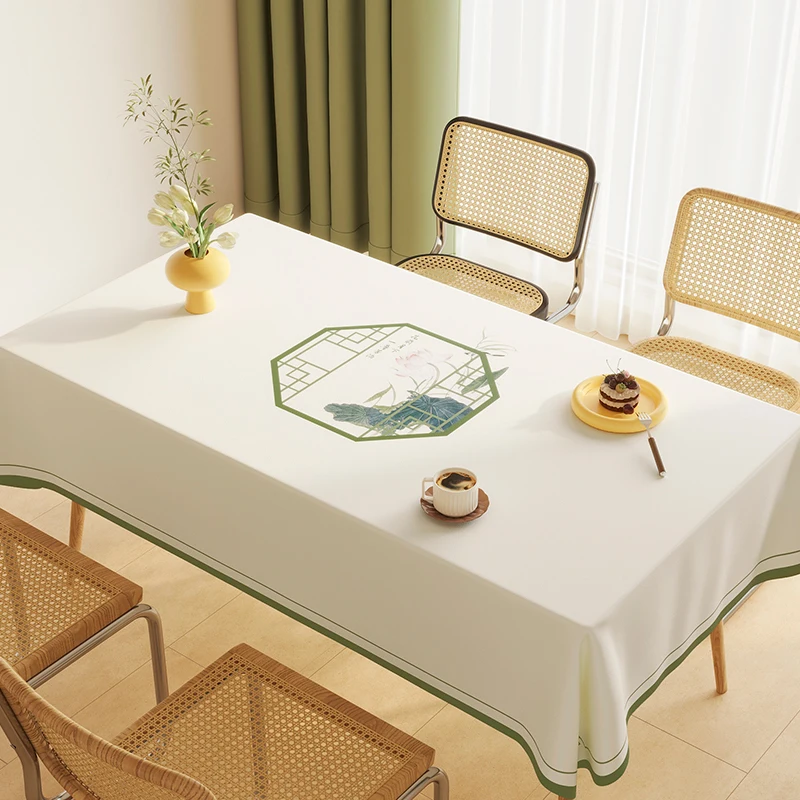 Chinese Style Lambskin Tablecloth Waterproof Oil Proof Non Washable Dining Table Cloth Household Rectangular Coffee Table Mat