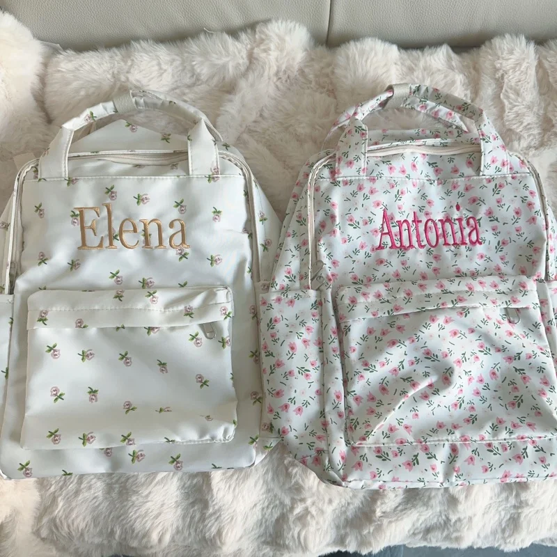 

Personalised Name Kawaii Backpack Floral Cute Backpack School Bags for Girls Women Cute School Backpack for School College