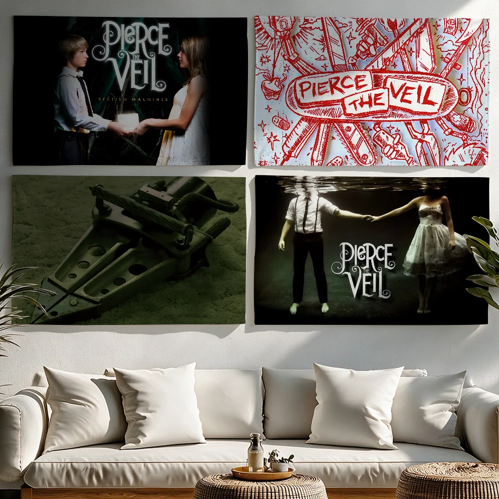 P-Pierce The V-Veil Rock Band flag Tapestries Outdoor Parties Bedrooms Living Rooms Dorm Rooms Wall Decor Banners Gifts
