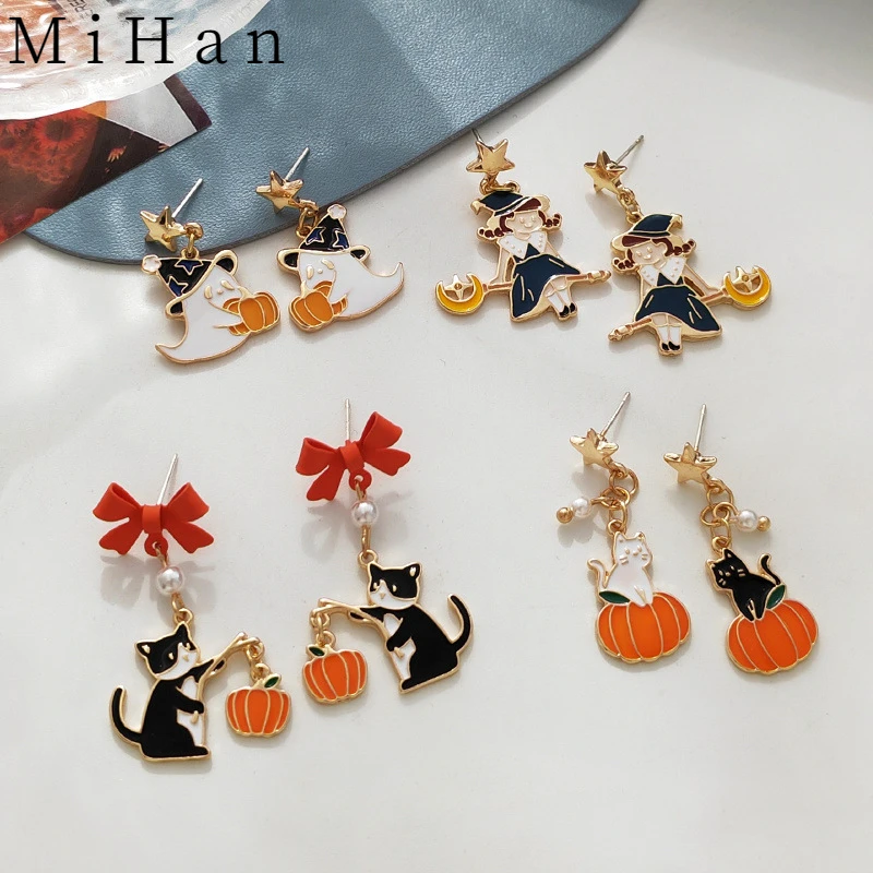 Mihan Cute Jewelry Animal Earrings Halloween Party Gifts 925 Silver Needle Lovely Design Pumpkin Earrings For Women Girl