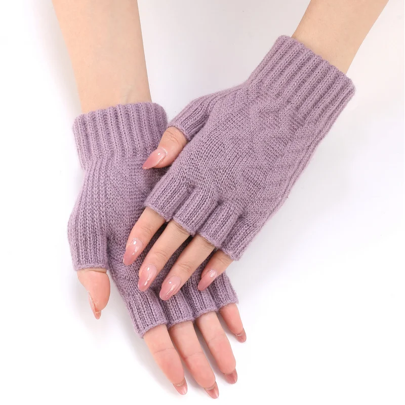 卸売-5-個セットソフトニット指なし手袋女の子冬暖かいアームウォーマー指なし袖口ファッション黒手首カフス