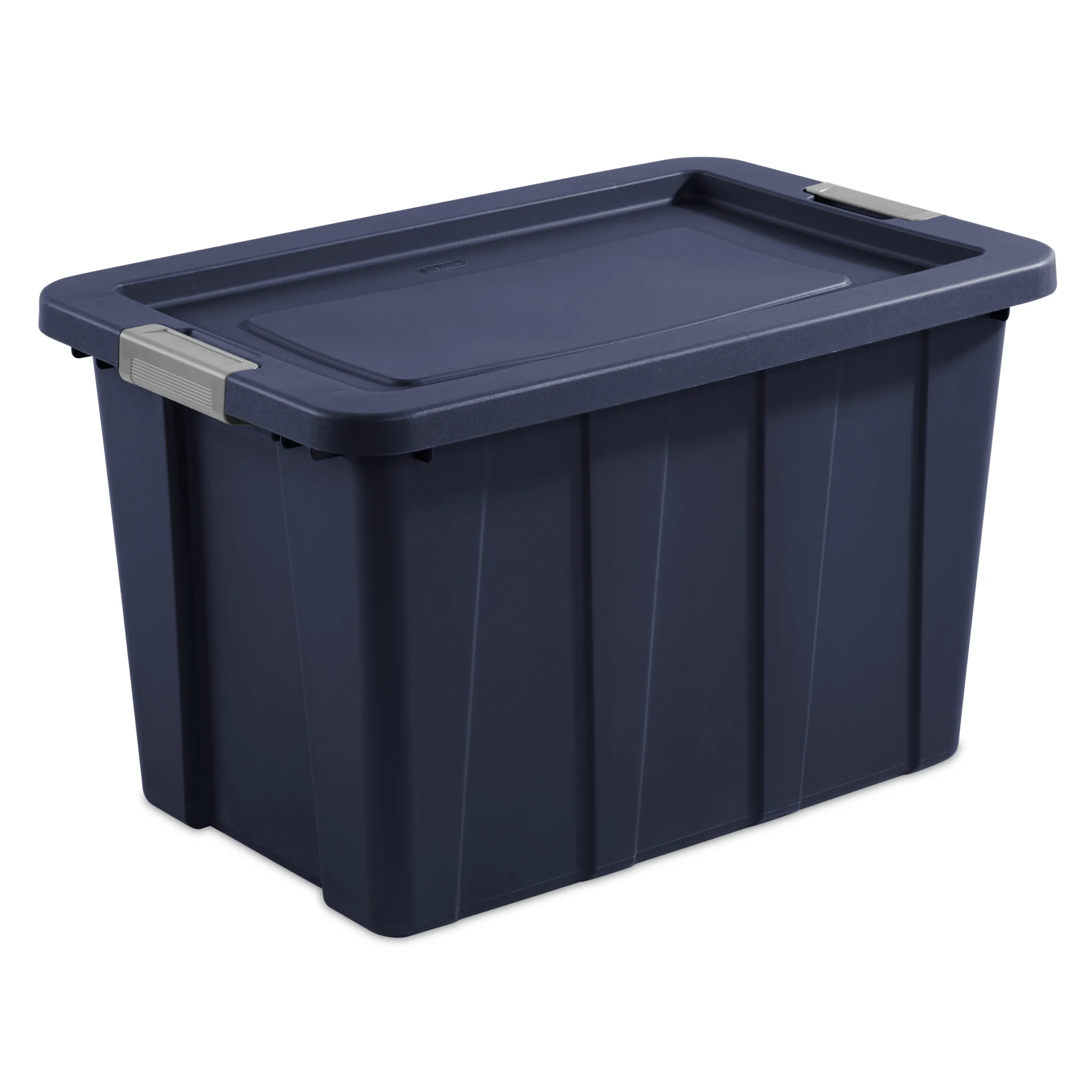 Tuff1 30 Gallon Extra-Large Latching Storage Bin, Rugged Plastic Tote with Latch Lid, Heavy Duty, Dark Blue