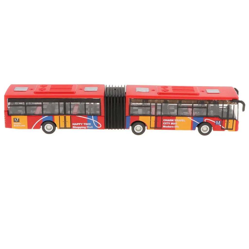 1:64 18cm Long Bus Model Toy Pull Back Alloy Art crafts collect Red