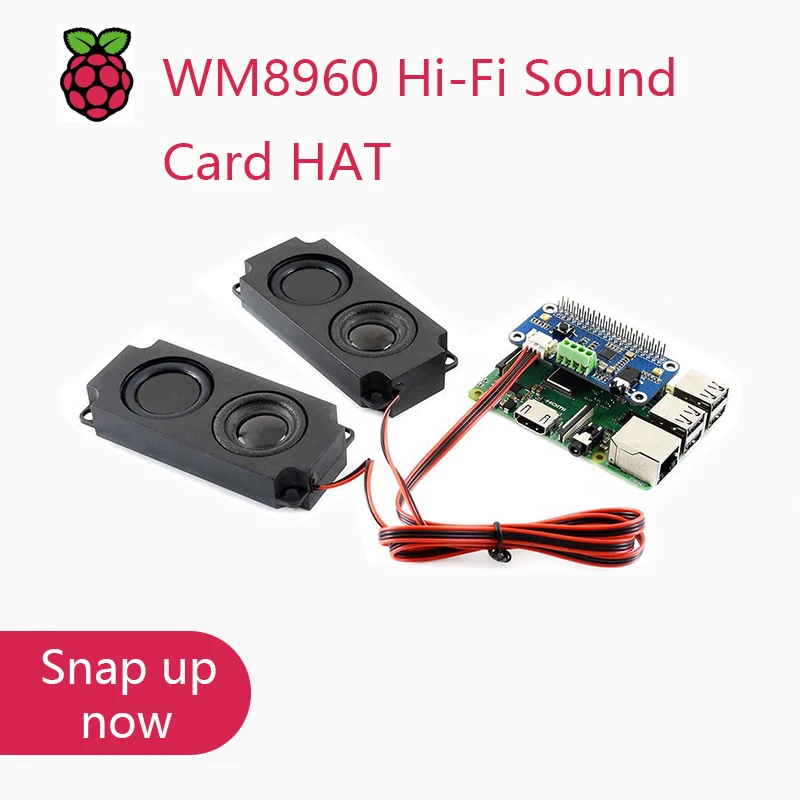 

Waveshare WM8960 Hi-Fi Sound Card HAT for Raspberry Pi Zero/Zero W/Zero WH/2B/3B/3B+, Stereo CODEC, Play/Record