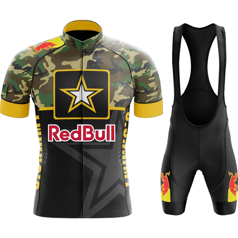 

Men's Bike Cycling Uniform Red Bull Jacket Pants Man Bicycle Jersey Professional Shirt Tricuta Cyclist Jerseys Clothing Bib Suit