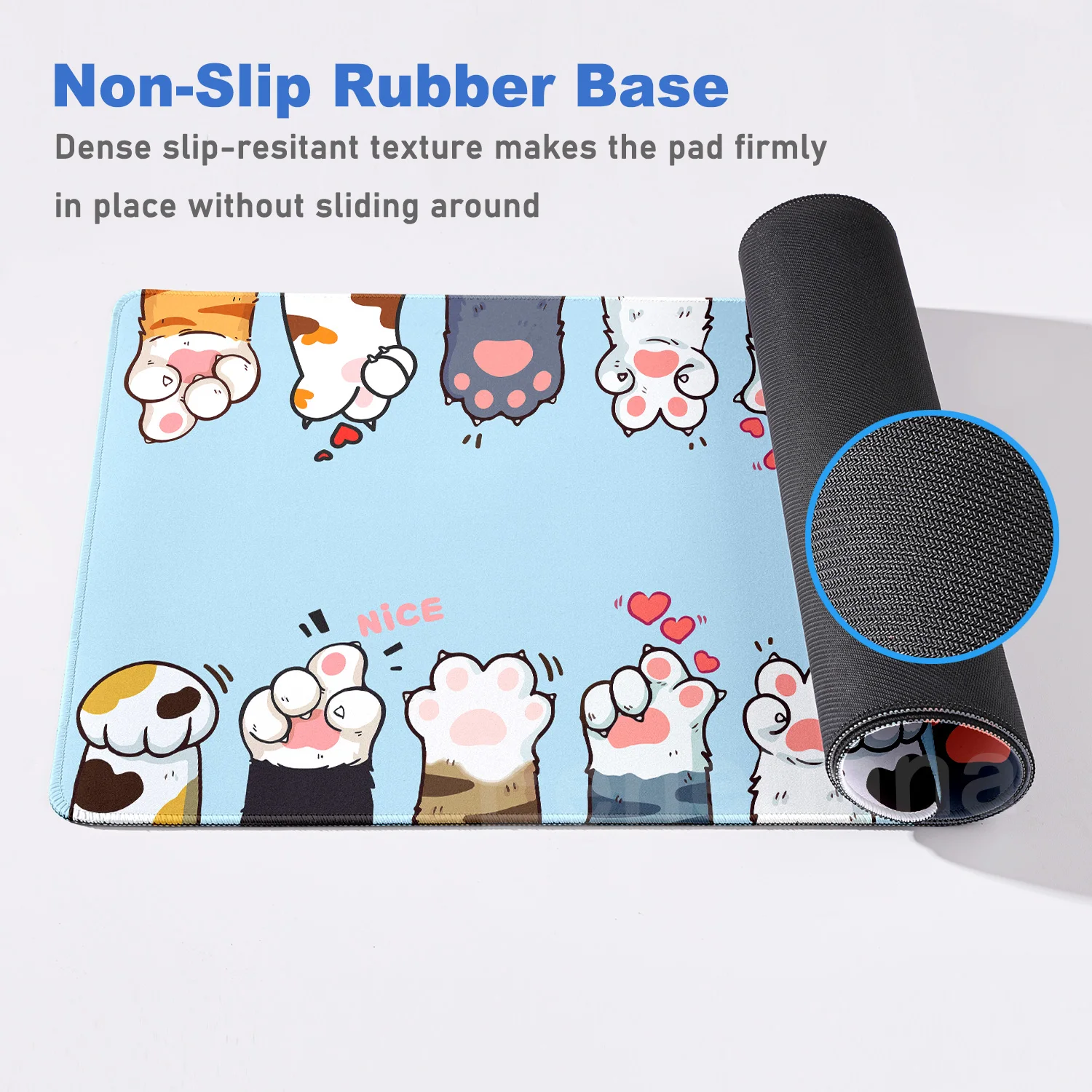 Pink Cat Paw Mouse Pad PC Gamer Mousepad Kawaii Desk Mat Speed Gaming E-Sports Mouse Mat Cute Cat Large Rubber Keyboard Desk pad